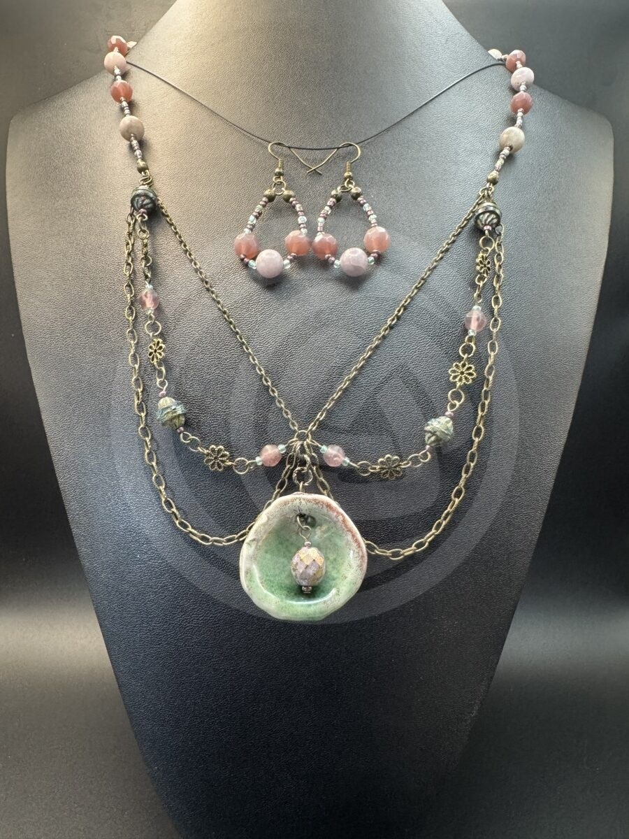 Dusky Orchid Necklace and Earrings Set - Lepidolite - Image 2