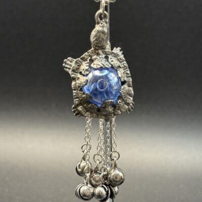 Turtle with Blue Glass Orb Car Chime
