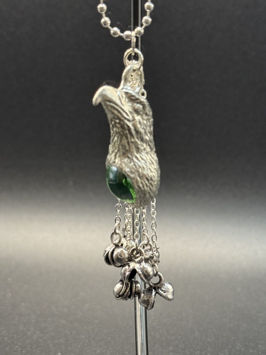 Eagle Head with Green Glass Orb Car Chime