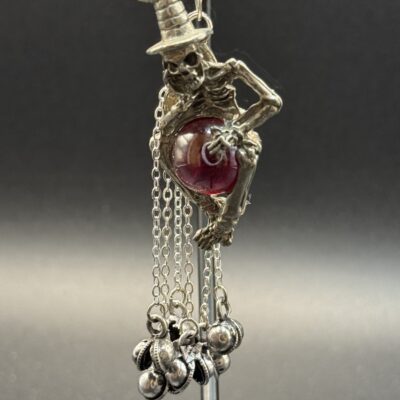 Skeleton with Red Glass Orb Car Chime