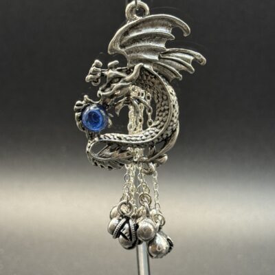 Swooping Dragon with Blue Cabochon Car Chime
