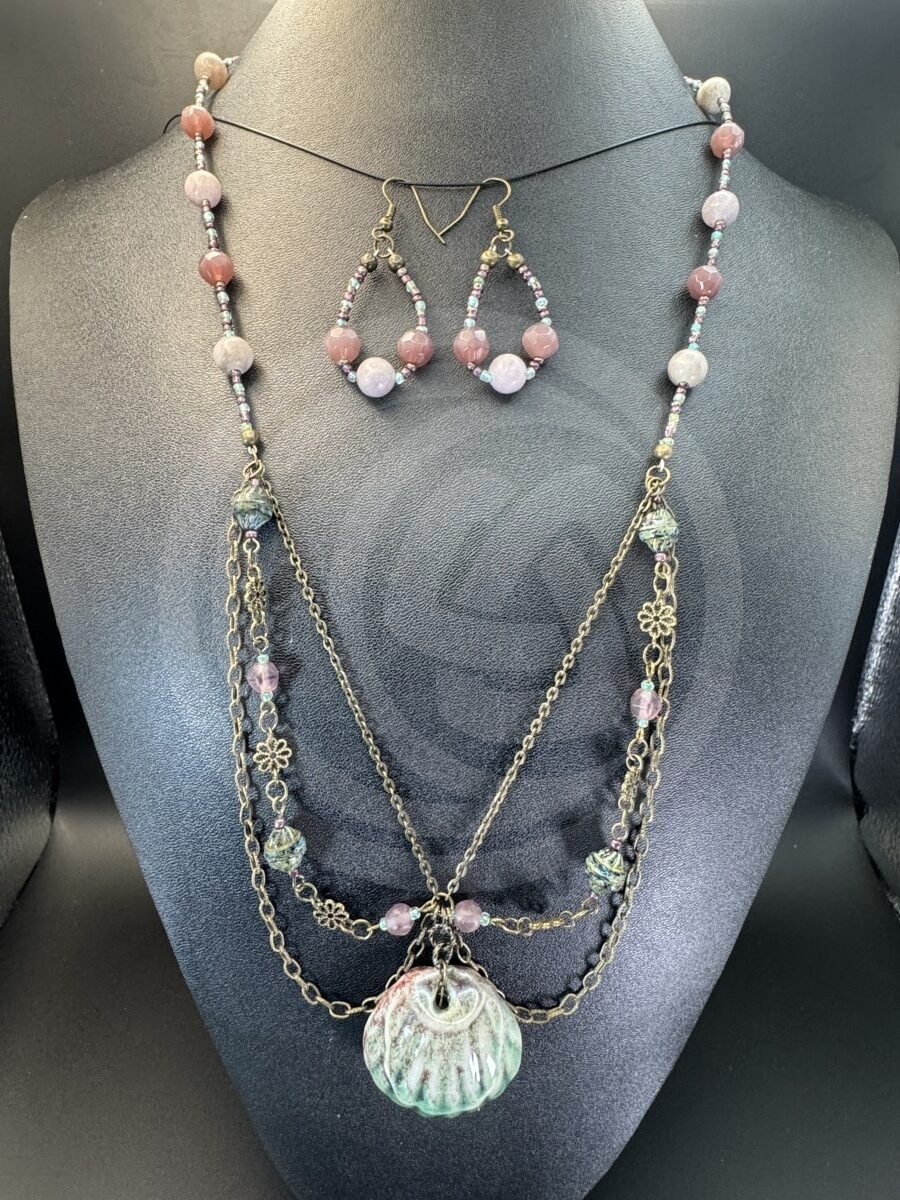 Dusky Orchid Necklace and Earrings Set - Lepidolite
