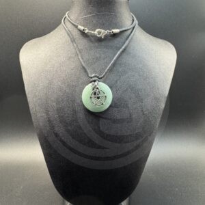 Green Aventurine Donut Necklace with Pentacle Charm