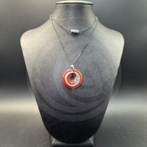 Red Jasper Donut Necklace with Moon Charm
