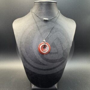 Red Jasper Donut Necklace with Moon Charm