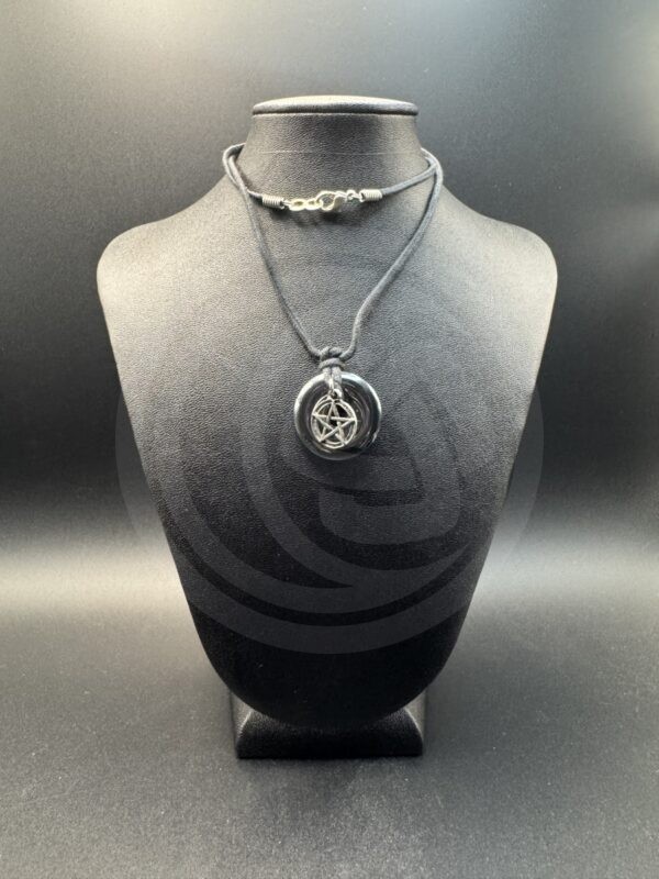 Hematite Donut Necklace with Pentacle Charm