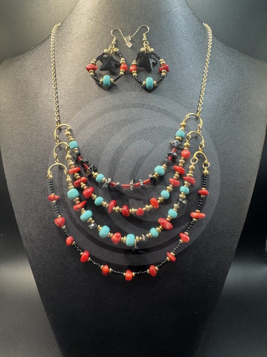 Coral Dreams Necklace and Earrings Set - Coral