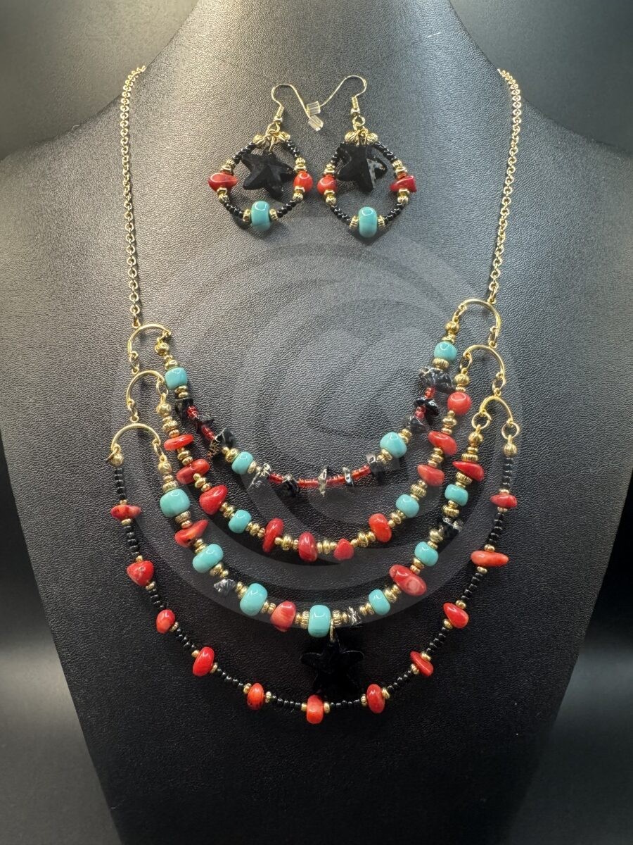 Coral Dreams Necklace and Earrings Set - Coral - Image 2