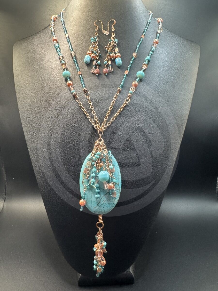 Desert Rose Necklace and Earrings Set - Magnesite