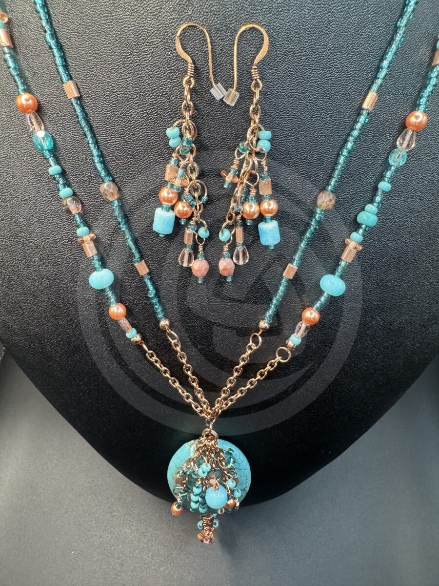 Desert Rose Necklace and Earrings Set - Magnesite - Image 5