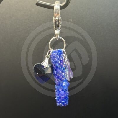 AB Blue Charm with Purple Ribbon and Blue Heart