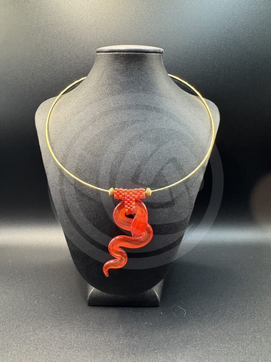 Red Glass Snake Choker Necklace