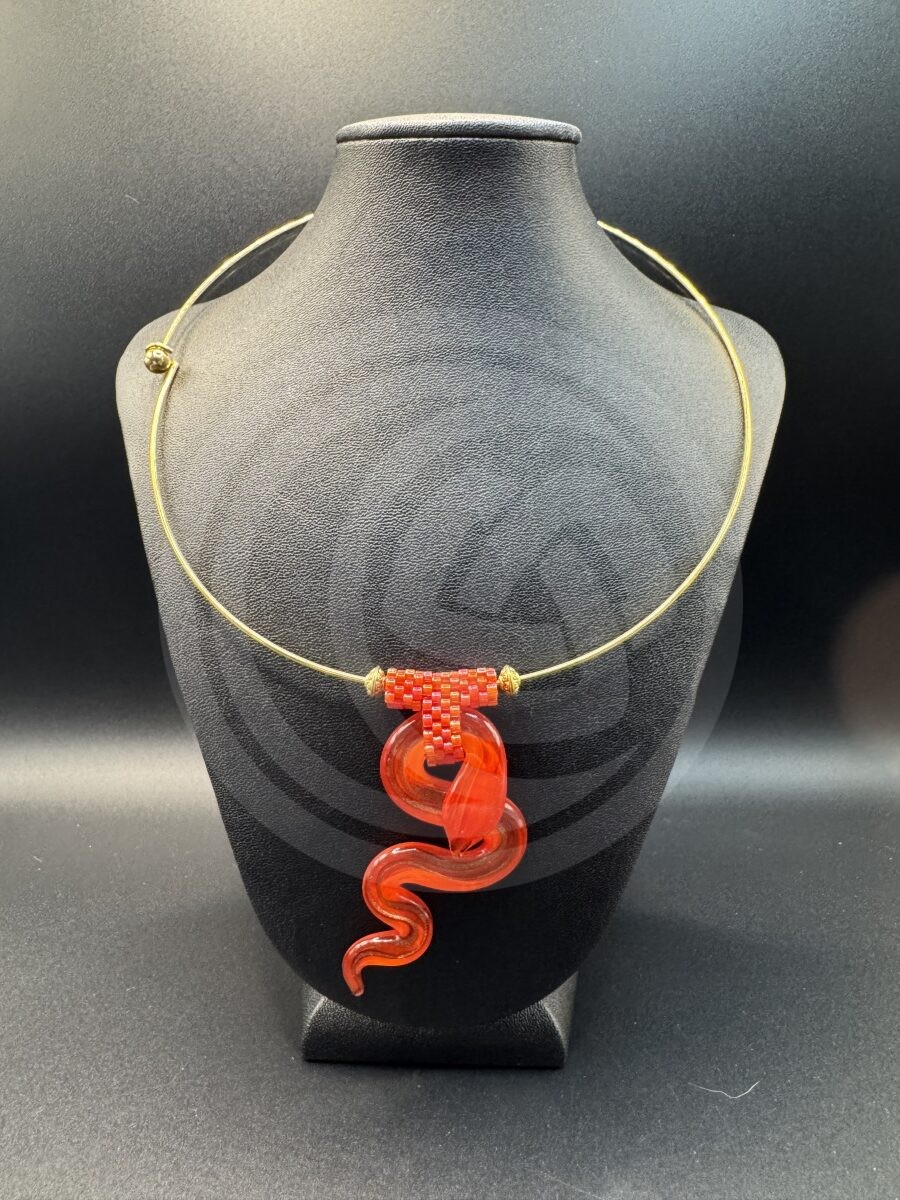 Red Glass Snake Choker Necklace - Image 3