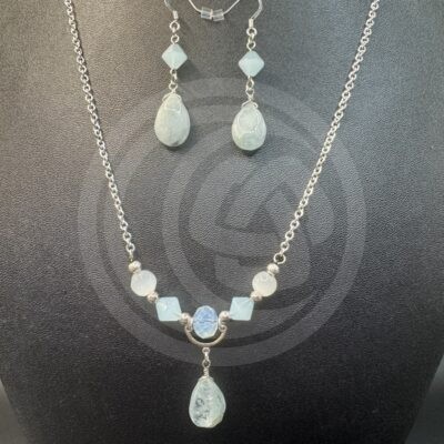 "Debbie" Necklace and Earrings Set - Aquamarine