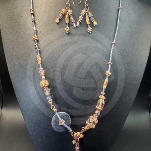 Mellow Thistle Necklace and Earrings Set - Iolite