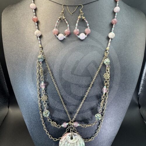 Dusky Orchid Necklace and Earrings Set - Lepidolite
