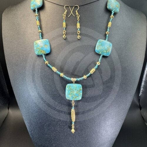Mediterranean Sea Necklace and Earrings Set - Magnesite