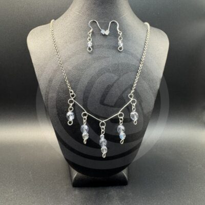 Soft Blue Swirl Necklace and Earrings Set