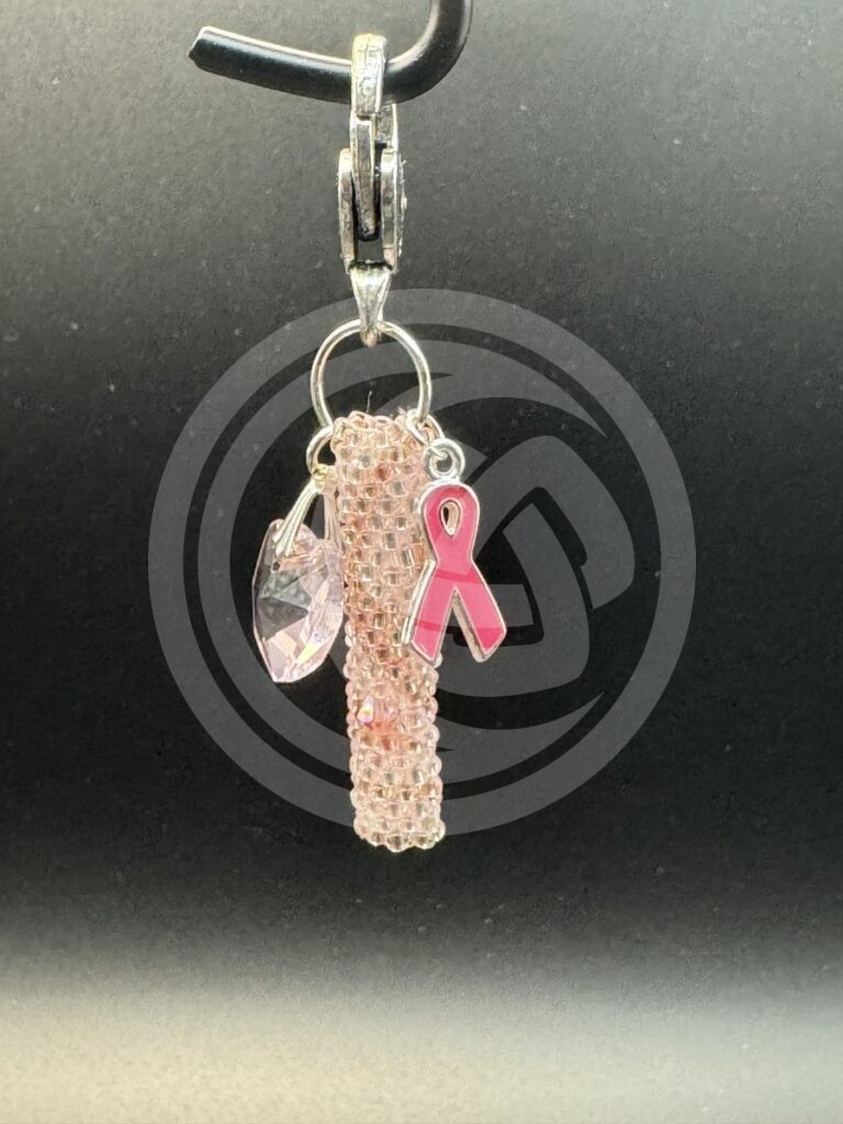 Pink Charm with Pink Ribbon and Pink Heart