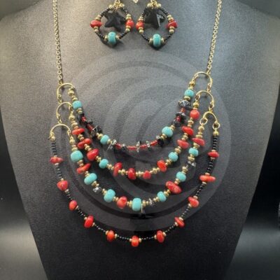 Coral Dreams Necklace and Earrings Set - Coral