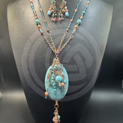 Desert Rose Necklace and Earrings Set - Magnesite