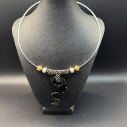 Black Glass Snake Choker Necklace