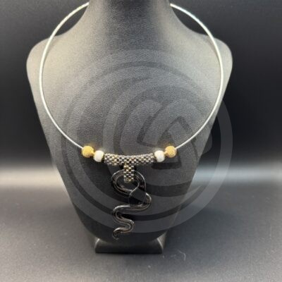 Black Glass Snake Choker Necklace
