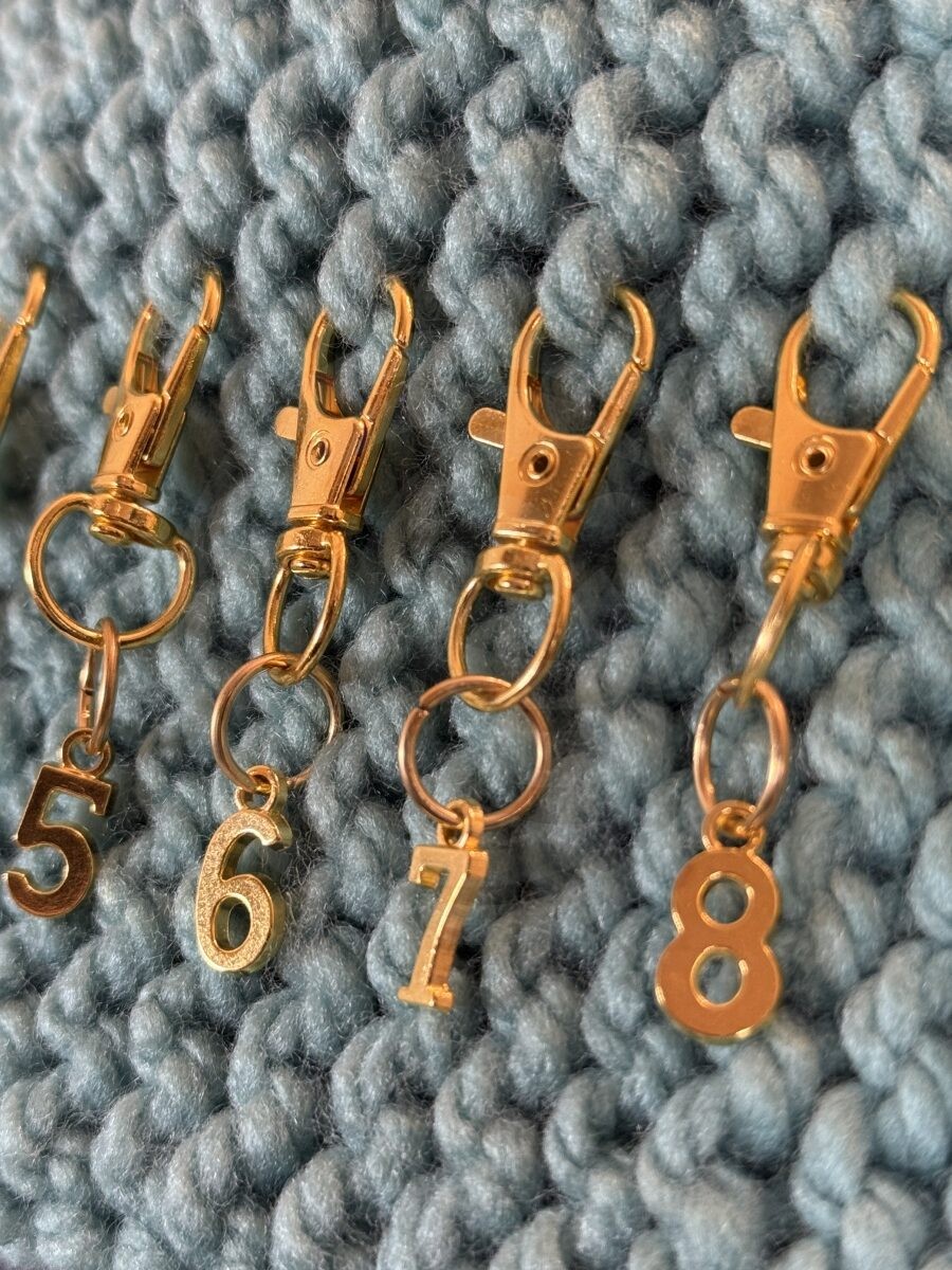 Gold Plated Stitch Markers - Garnet - Image 3