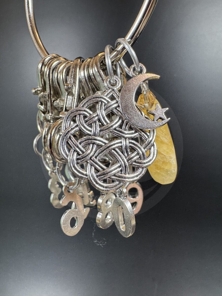 Silver Stitch Markers - Yellow Calcite