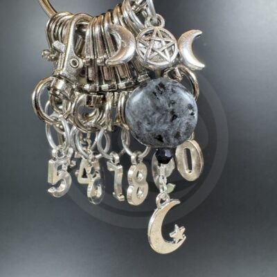 Silver Stitch Markers - Labradorite