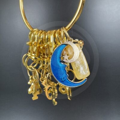 Gold Plated Stitch Markers - Yellow Calcite