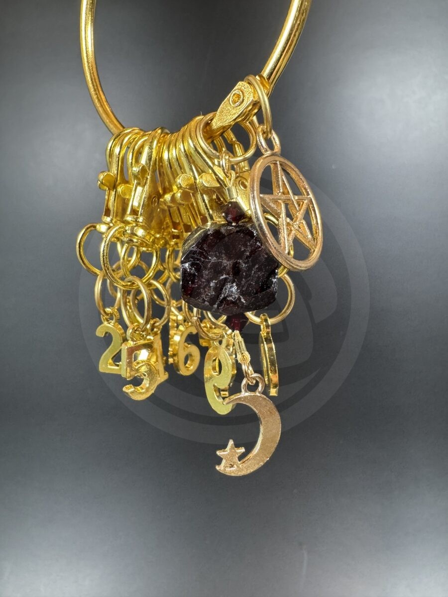 Gold Plated Stitch Markers - Garnet