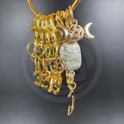 Gold Plated Stitch Markers - Peace Jade