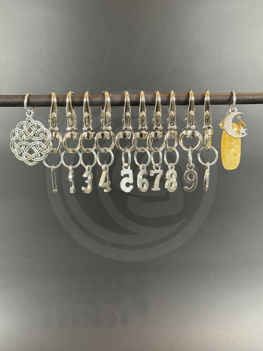 Silver Stitch Markers - Yellow Calcite - Image 2
