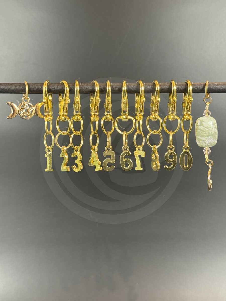 Gold Plated Stitch Markers - Peace Jade - Image 2