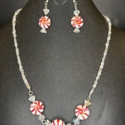 "Peppermint Candy" Necklace and Earrings Set