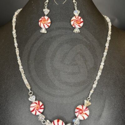 "Peppermint Candy" Necklace and Earrings Set