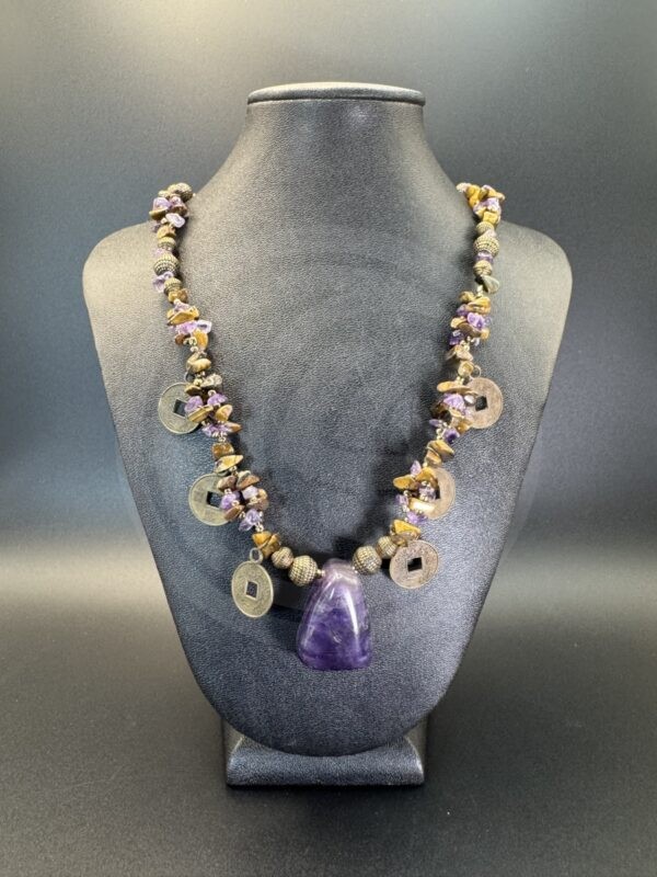 Amethyst & Tiger's Eye I Ching Necklace