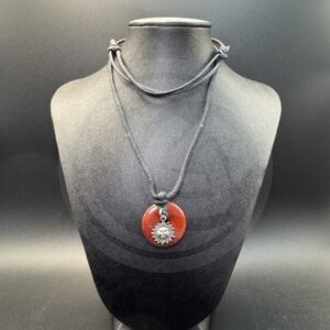 Red Jasper Donut Necklace with Sun Charm