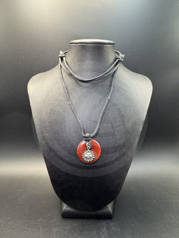 Red Jasper Donut Necklace with Sun Charm