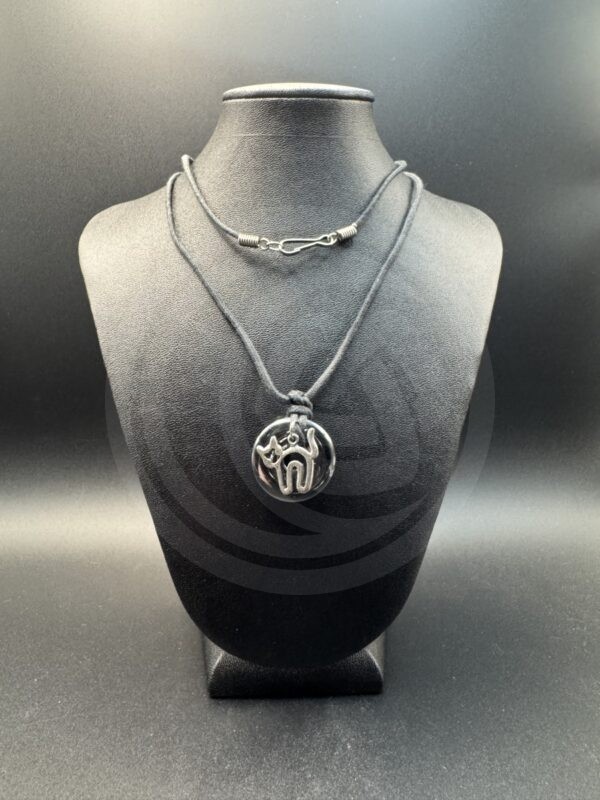 Hematite Donut Necklace with Cat Charm