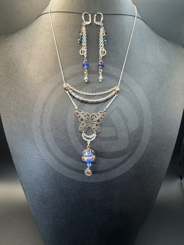 Burnished Butterfly Necklace and Earrings Set