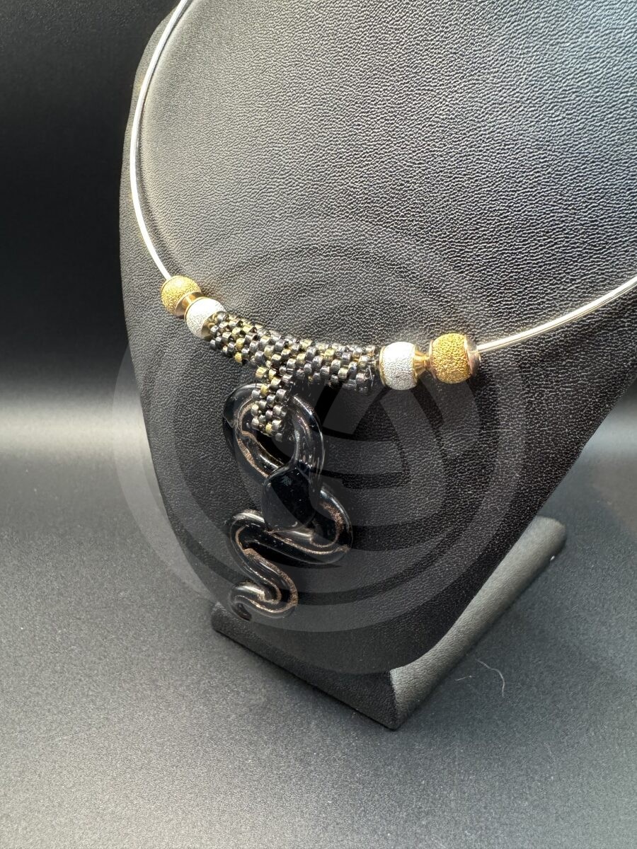 Black Glass Snake Choker Necklace - Image 2