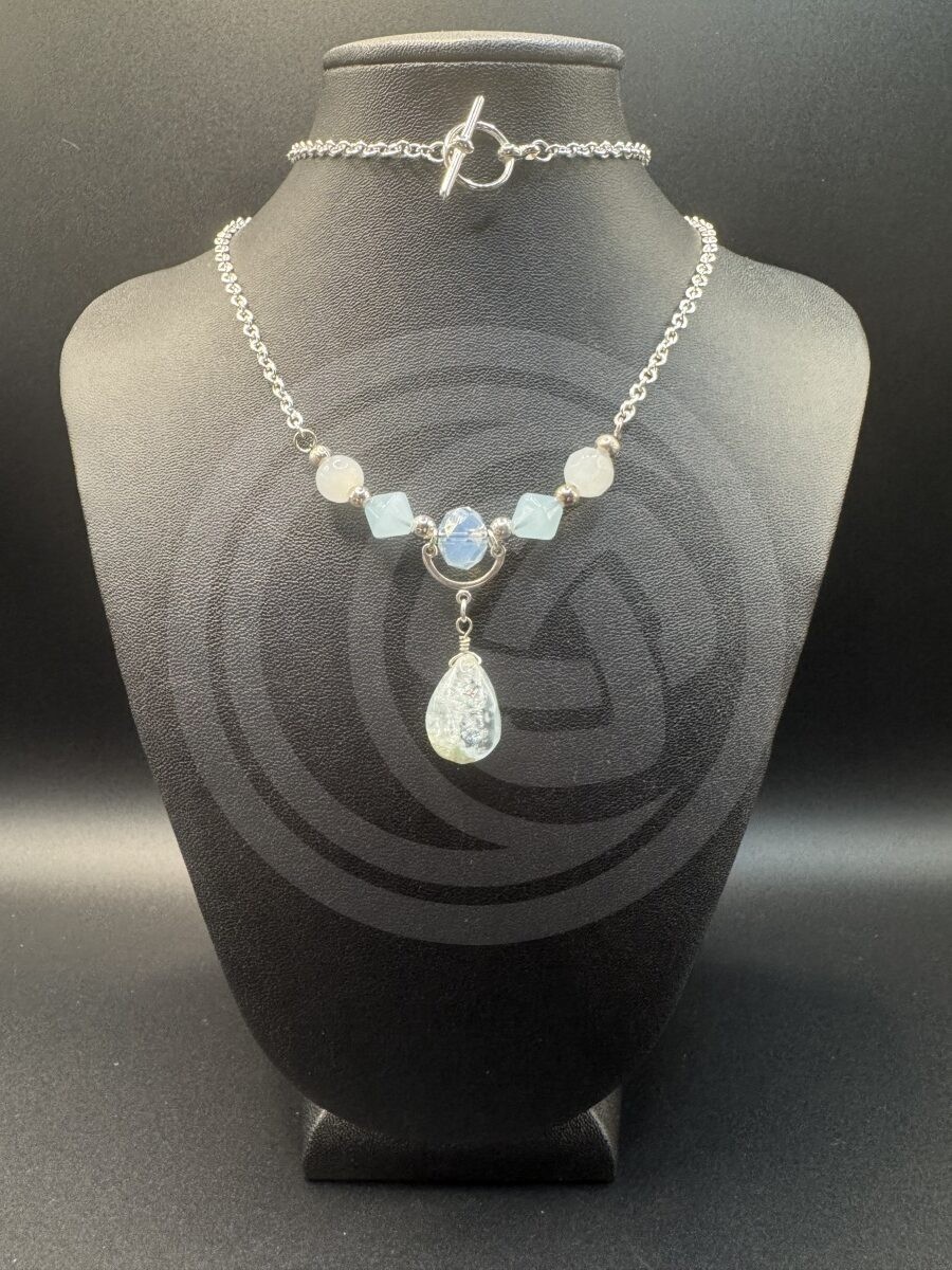 "Debbie" Necklace and Earrings Set - Aquamarine - Image 2