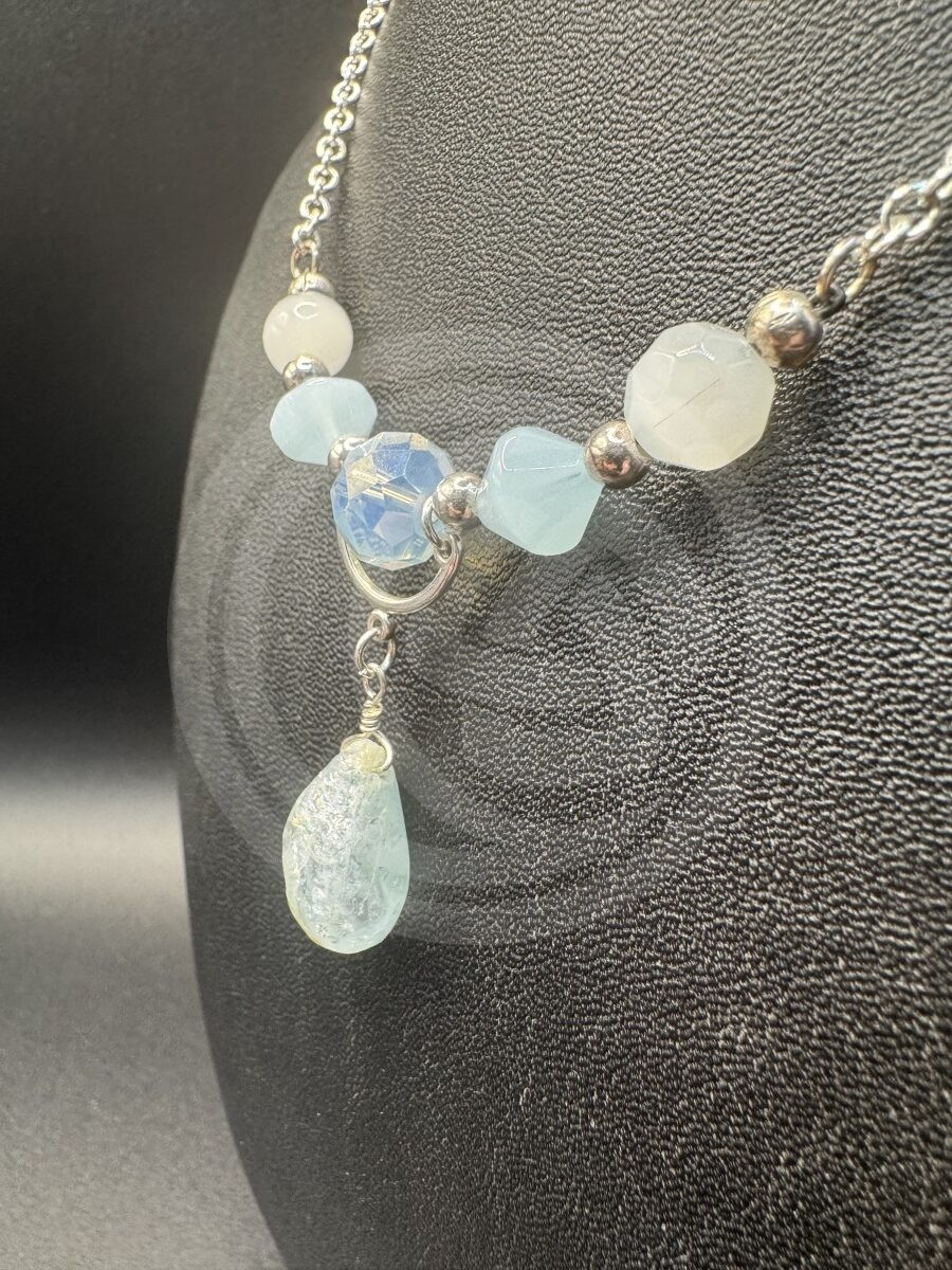 "Debbie" Necklace and Earrings Set - Aquamarine - Image 4
